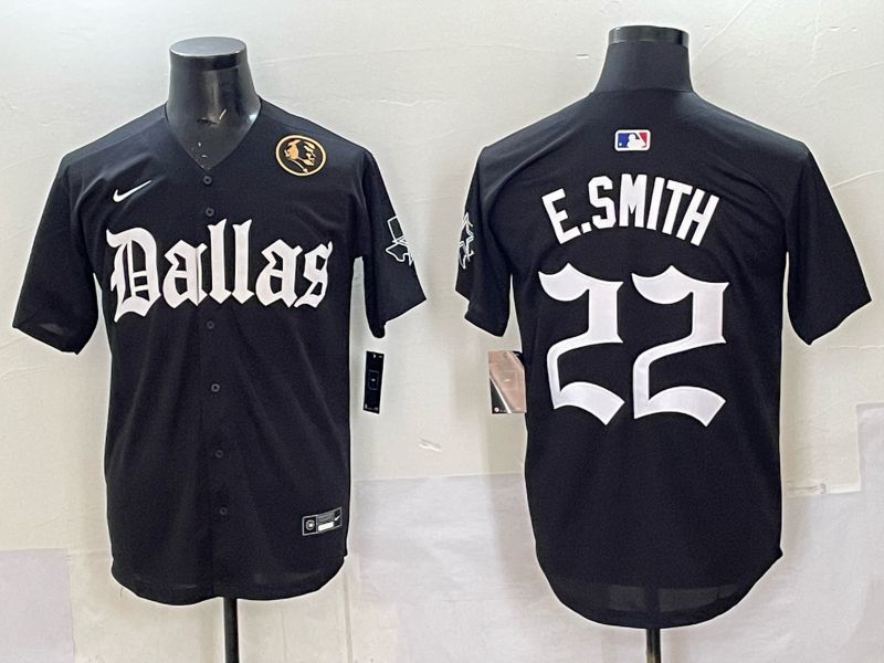 Men 2025 Nike Dallas Cowboys 22 E.Smith Black 5th generation Joint Name Limited NFL Jersey 013